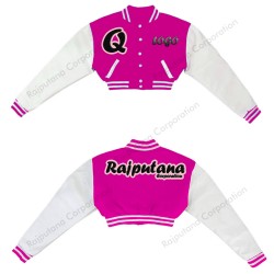 2022 Cropped Varsity Letterman Jacket / Women Varsity Jacket Long Sleeve Cropped Baseball Jacket Bomber Coats