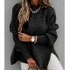 FuYu 2023 Winter New Womens Half High Neck Solid Colour Bundle Side Split Knitted Womens Solid Sweaters