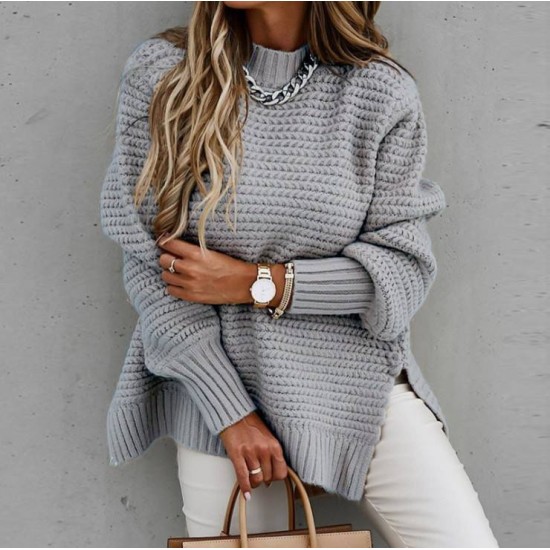 Wholesale Long Sleeve Plus Size Loose Lazy sweater Solid Color Knit Pullover Womens Sweater