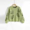 Knitwear Manufacturer Custom Brand Design Cat Embroidery Crewneck Long Sleeve Girls Pullover Cotton Knit Top Women Sweaters