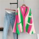 2023 Comfort Colorful Color Stripe Plus Size WomenS Sweaters Oversized Cardigan Coat Loose Knitted Cardigan Sweater For Ladies