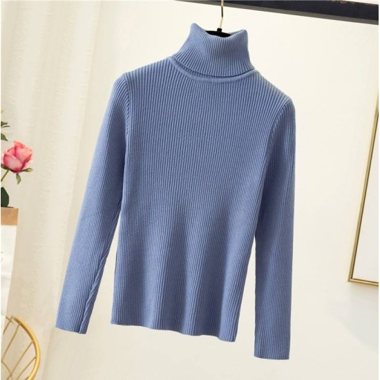 New-Coming Autumn Winter Top Solid Pull Femme Pullover Thick Knitted Womens Turtleneck Oversize Women SweaterPopular