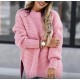 FuYu 2023 Winter New Womens Half High Neck Solid Colour Bundle Side Split Knitted Womens Solid Sweaters