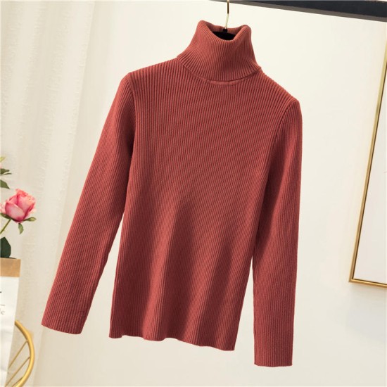 New-Coming Autumn Winter Top Solid Pull Femme Pullover Thick Knitted Womens Turtleneck Oversize Women SweaterPopular