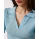 Soiling 2023 spring summer knitted short sleeve slim fit pullover polo collar knitwear fashion solid color womens sweater