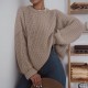 Autumn Winter Crew Neck Solid Color Polyester Sweaters Women Pullover Knitted Sweater