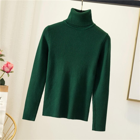 New-Coming Autumn Winter Top Solid Pull Femme Pullover Thick Knitted Womens Turtleneck Oversize Women SweaterPopular