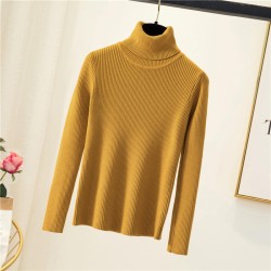 New-Coming Autumn Winter Top Solid Pull Femme Pullover Thick Knitted Womens Turtleneck Oversize Women SweaterPopular