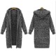 Large Size Womens Autumn And Winter Europe And The New Long Thick Knit Cardigan Loose Hooded Sweater Women Wholesale