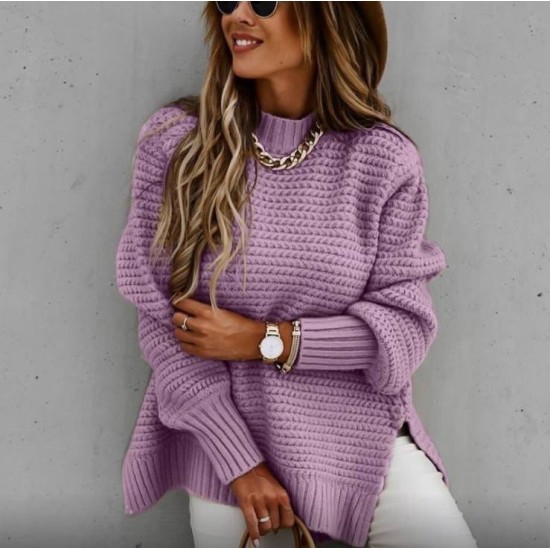 Wholesale Long Sleeve Plus Size Loose Lazy sweater Solid Color Knit Pullover Womens Sweater