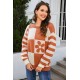 Womens Knitted Sweaters Checkered Floral Print Striped Long Sleeve Sweater For Women