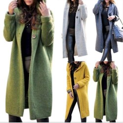 2021 Fashion Fall Autumn Winter Knitted Hooded Long Coat Jacket Ladies Cardigan Womens Sweaters