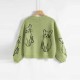 Knitwear Manufacturer Custom Brand Design Cat Embroidery Crewneck Long Sleeve Girls Pullover Cotton Knit Top Women Sweaters