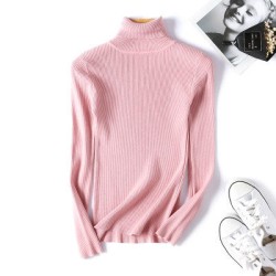 2022 New Design Fall Winter Christmas High Neck Knitted Vertical Stripe Womens Sweater