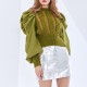 Wholesale 2023 Autumn Style New Round Neck Long Bubble Sleeves Thin Perspective Spliced Womens Sweaters