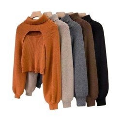 Autumn and winter new fashion turtleneck womens casual pullover knitted top womens sweater