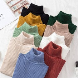 New-Coming Autumn Winter Top Solid Pull Femme Pullover Thick Knitted Womens Turtleneck Oversize Women SweaterPopular