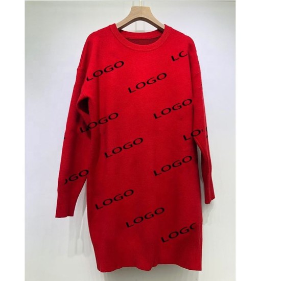 2023 Fall Winter Women Knit Clothing Famous Brand Long Sleeve Jacquard Knit Pullover Designer Crew Neck Long Knitting SweaterPopular