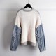 Unique Vintage Fashion Lady WomenS Sweater Shirt Top Patchwork Denim Pullover Fall Winter Knitted Cotton Wool Cashmere Sweater