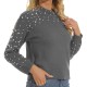 Chic Design Crew Neck Long Sleeve Knitwear Womens Sweaters Sweet White Pearl Beaded Knitted Pullover Sweaters Tops For Ladies