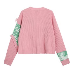 YF OEM new 2022 custom knitted sweater Womens soft knit sweater with front cardigan modern knitting sweater