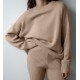 Knitwear Manufacturer Custom Women Knitted Wool Cashmere Loungewear Knitwear Set Women Sweater Knit 2 Two Piece Set