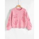 Knitwear Manufacturer Custom Brand Design Cat Embroidery Crewneck Long Sleeve Girls Pullover Cotton Knit Top Women Sweaters