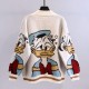 Custom Logo Oversized Knitted Embroidery cardigan Ladies cartoon Knit Jacquard Loose Women Cardigans Sweater With Pockets