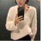 2022 High Quality Womens Mohair Loose Pullover New Winter Long Sleeve Knitted Thick Soft Warm V Neck Sweater Tops for Women