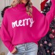 Dear-Lover Merry Letter Embroidered Turtleneck Pullover Ugly Christmas High Neck Women Knitted SweaterPopular